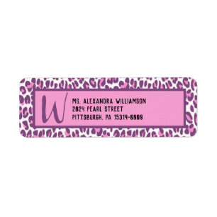 Etiqueta Impressão do Leopardo Rosa/Roxo