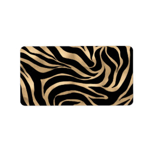 Etiqueta Impressão em Black Zebra Dourada Metálica Elegante