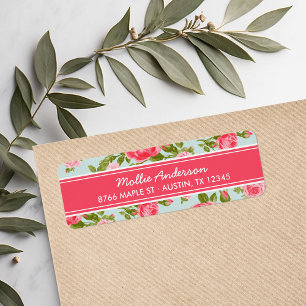 Etiqueta Impressão floral dos rosas femininos do vintage