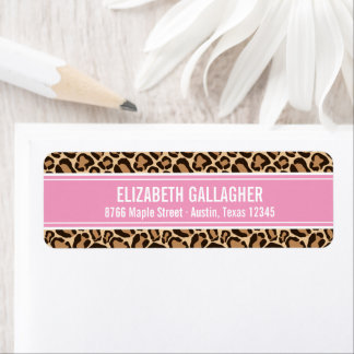 Etiqueta Impressão rosa e leopardo