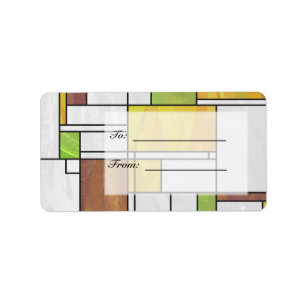 Etiqueta Impressão Verde Amarelo Mondrian