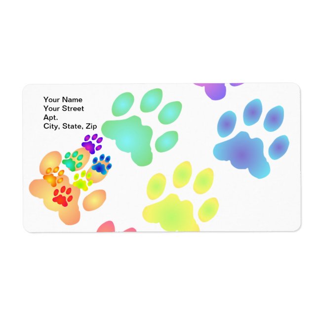 Etiqueta Impressões de pata arco-íris (Frente)