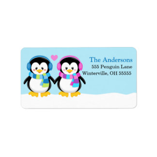 Etiqueta Inacreditável Inverno Earmuff Penguins Endereço Et