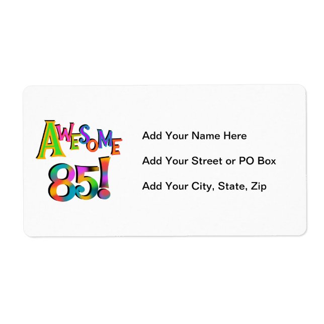 Etiqueta Incrível 85 t-shirts e presentes (Frente)