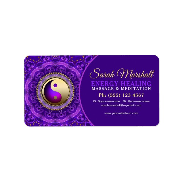 Etiqueta Indigo Blue Purple Magic Mandala Healing  (Frente)