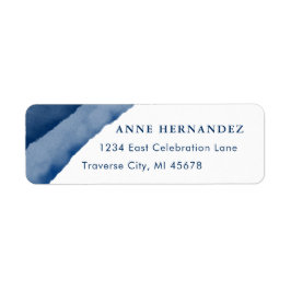 Etiqueta Indigo Watercolor Modern Return Address Labels