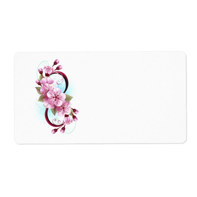 Etiqueta Infinidade com Flores de Flor Sakura (Frente)