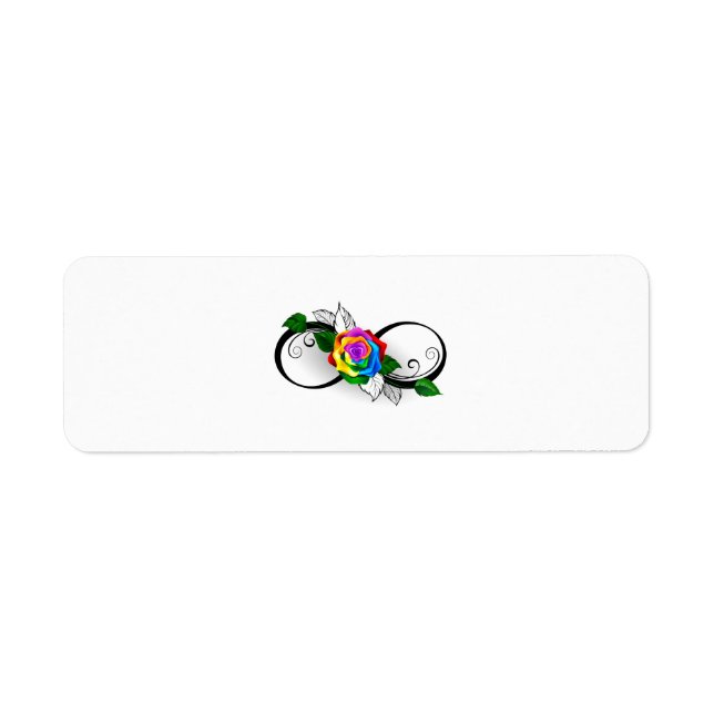 Etiqueta Infinity Symbol with Rainbow Rose (Frente)