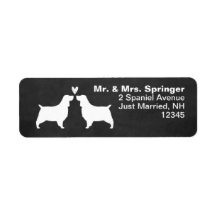 Etiqueta Inglês Springer Spaniel Silhouettes com Coração