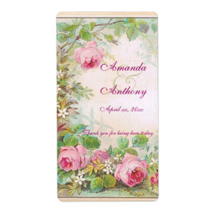 Etiqueta inglesa do vinho/água do jardim dos rosa