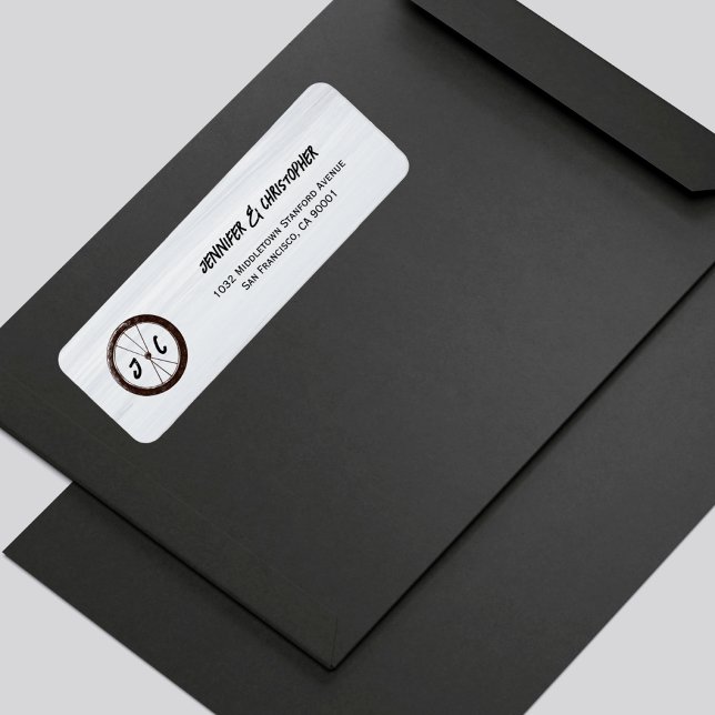 Etiqueta Iniciais de Monograma de Casamento de Motocicleta  (Criador carregado)