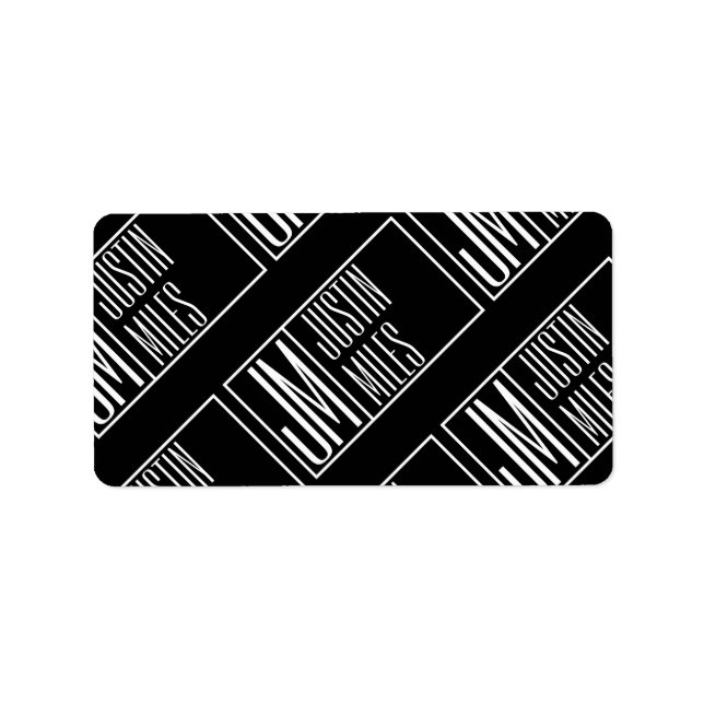 Etiqueta Iniciais Modernos com Padrão Monograma de Nome (Frente)