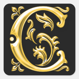 Etiqueta inicial da letra principal de C no ouro