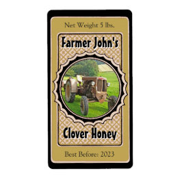 Etiqueta Inserir uma Imagem Preta e Dourada Jar de Mel