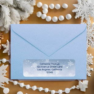 Etiqueta Inverno Azul Maravilha Neve Casamento de Natal
