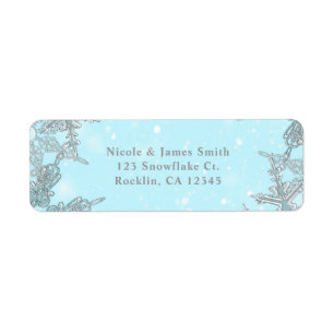 Etiqueta Inverno Azul Maravilhoso Elegantes Flocos de Neve 