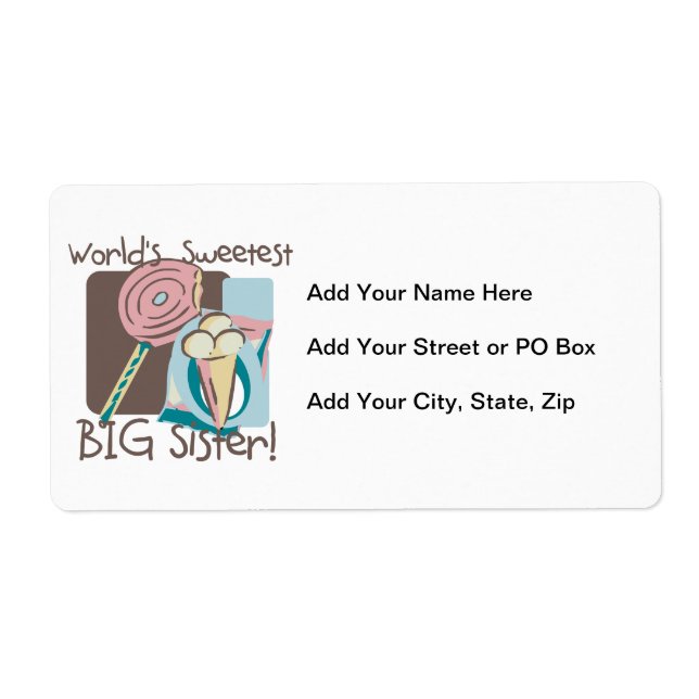 Etiqueta Irmã mais doce do mundo (Frente)