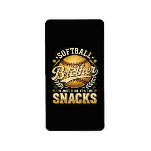Etiqueta Irmão de Softbol Divertido Lanches Esportes