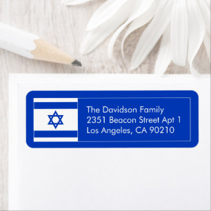 Etiqueta Israel bandeira azul estrela branca do endereço de