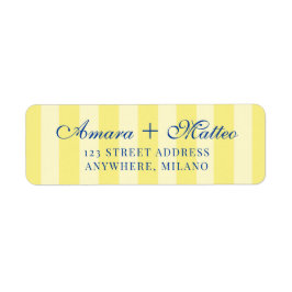 Etiqueta Italian Striped Blue Yellow Wedding Return Address