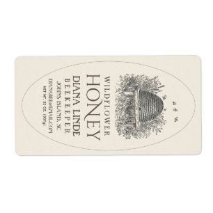Etiqueta Ivory 16oz Queenline Honey Label Vintage Skep V3
