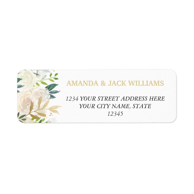 Etiqueta Ivory Buquê Floral Wedding (Frente)