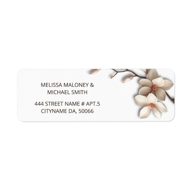Etiqueta Ivory Magnolia 3D Flowers |  Wedding (Frente)