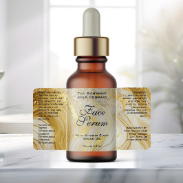 Etiqueta Ivory Marble & Gold Glitter Dropper Bottle