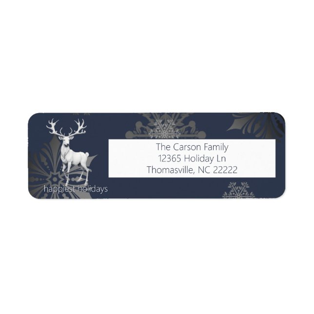 Etiqueta Ivory Reindeer Christmas | Azul (Frente)