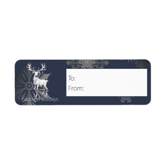 Etiqueta Ivory Reindeer Christmas | Presente Azul (Frente)