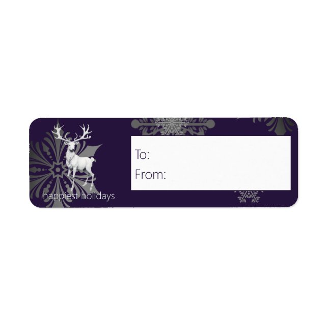 Etiqueta Ivory Reindeer Christmas | Presente Roxo (Frente)