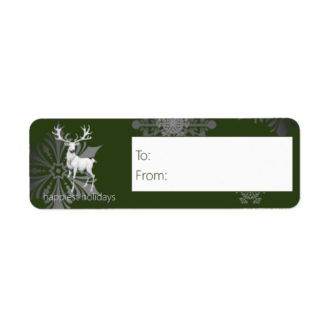 Etiqueta Ivory Reindeer Christmas | Presente Verde (Frente)