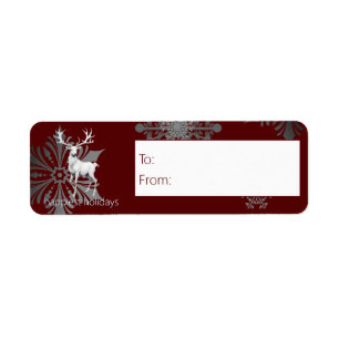 Etiqueta Ivory Reindeer Christmas   Presente Vermelho
