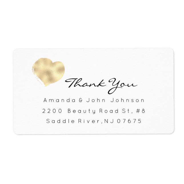 Etiqueta Ivory Rosa Dourado Heart Sroke Obrigado (Frente)