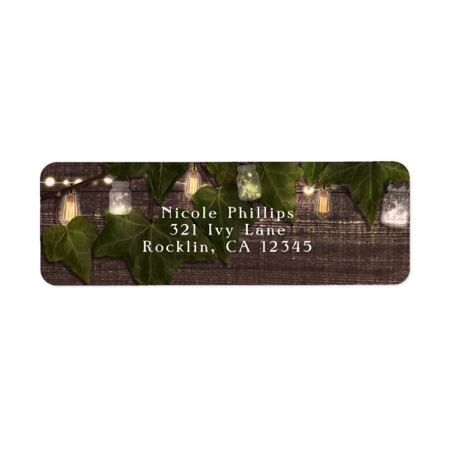 Etiqueta Ivy & String Luzes Mason Jar Convite Russo (Frente)