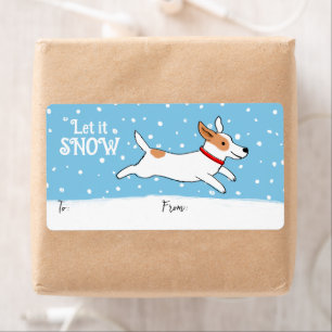 Etiqueta Jack Russell Snow Dog Natal Gift