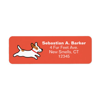 Etiqueta Jack Russell Terrier Cute Cartoon Return Address