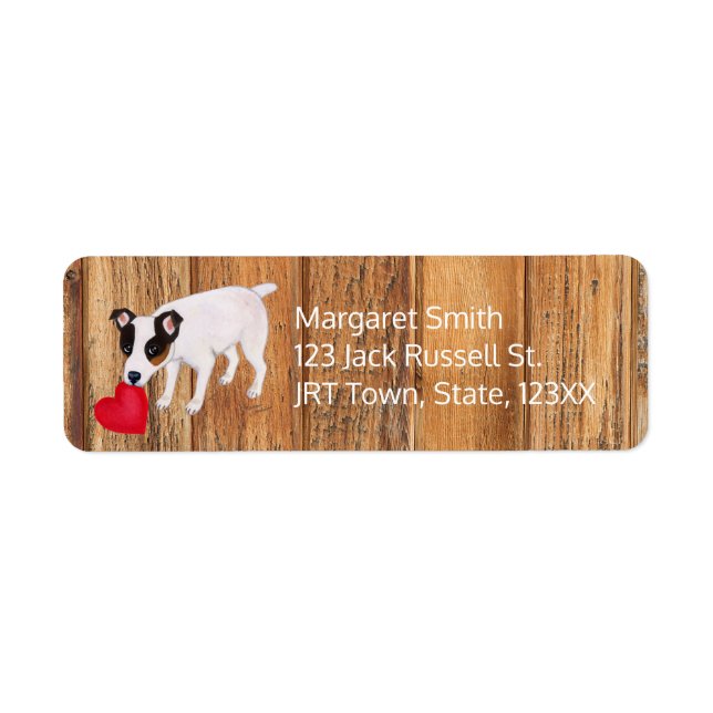 Etiqueta Jack Russell Terrier Namorados Address Wood (Frente)