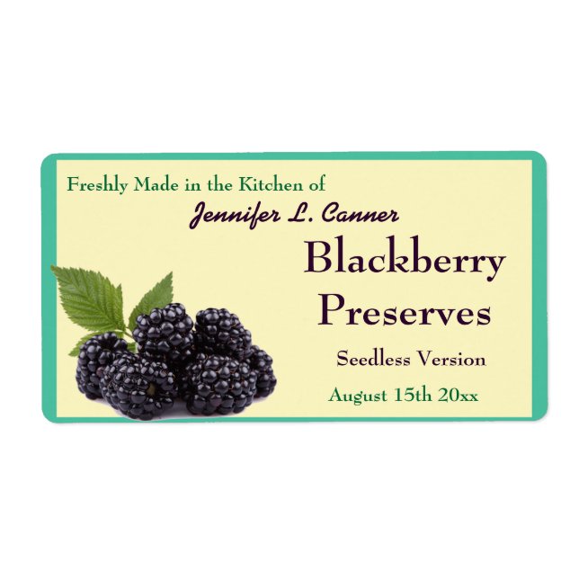 Etiqueta Jam de Blackberry ou Preserve Fruta (Frente)