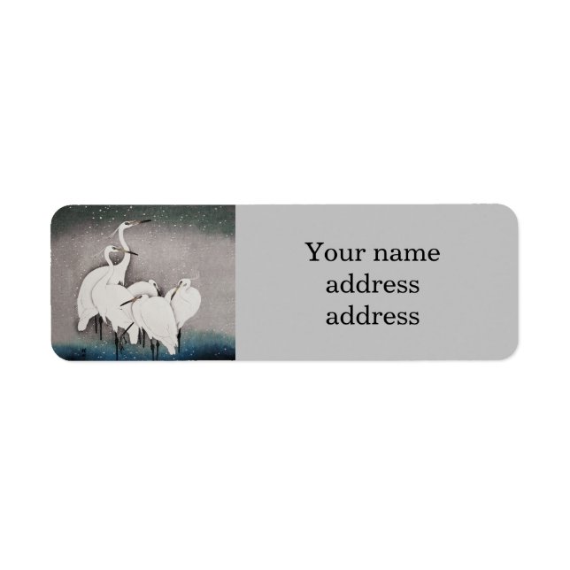 Etiqueta Japonês Egrets Koson Cranes Winter Snow (Frente)