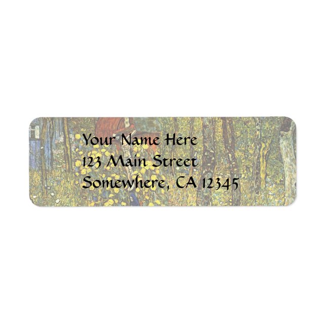 Etiqueta Jardim de fazenda com Crucifixo por Gustav Klimt (Frente)