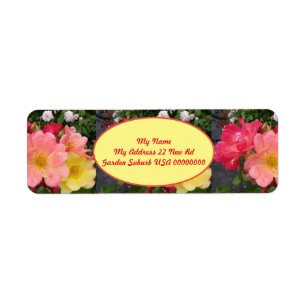 Etiqueta Jardim Floral de Flor Rosa Amarelo