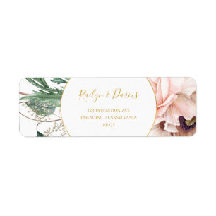 Etiqueta Jardim Floral Elegante Blush   Rótulo de Endereço 