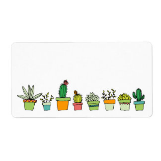 Etiqueta Jardim Suculento Ilustrado Bonito