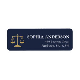 Etiqueta JD Graduate Scales of Justice Navy Gold Address