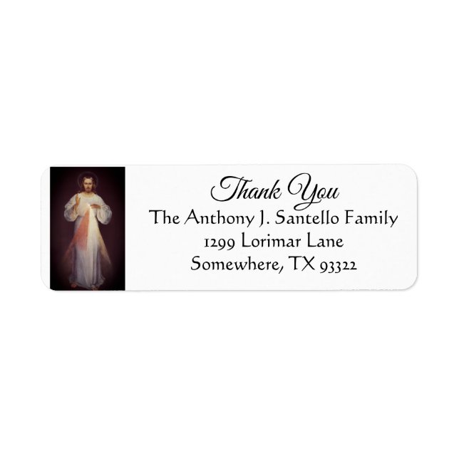 Etiqueta Jesus Divino Compaixão Obrigado (Frente)