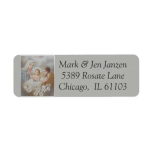 Etiqueta Jesus Mary Joseph Natividade Manger Flowers