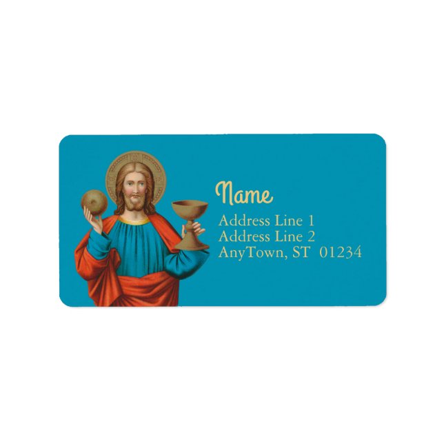 Etiqueta Jesus Segurando o Eucarista (SNV 050) (Frente)