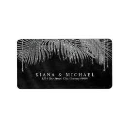 Etiqueta Jewel Palm Leaf Wedding Silver ID830