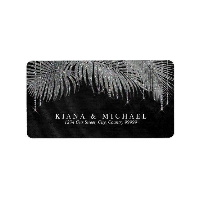 Etiqueta Jewel Palm Leaf Wedding Silver ID830 (Frente)